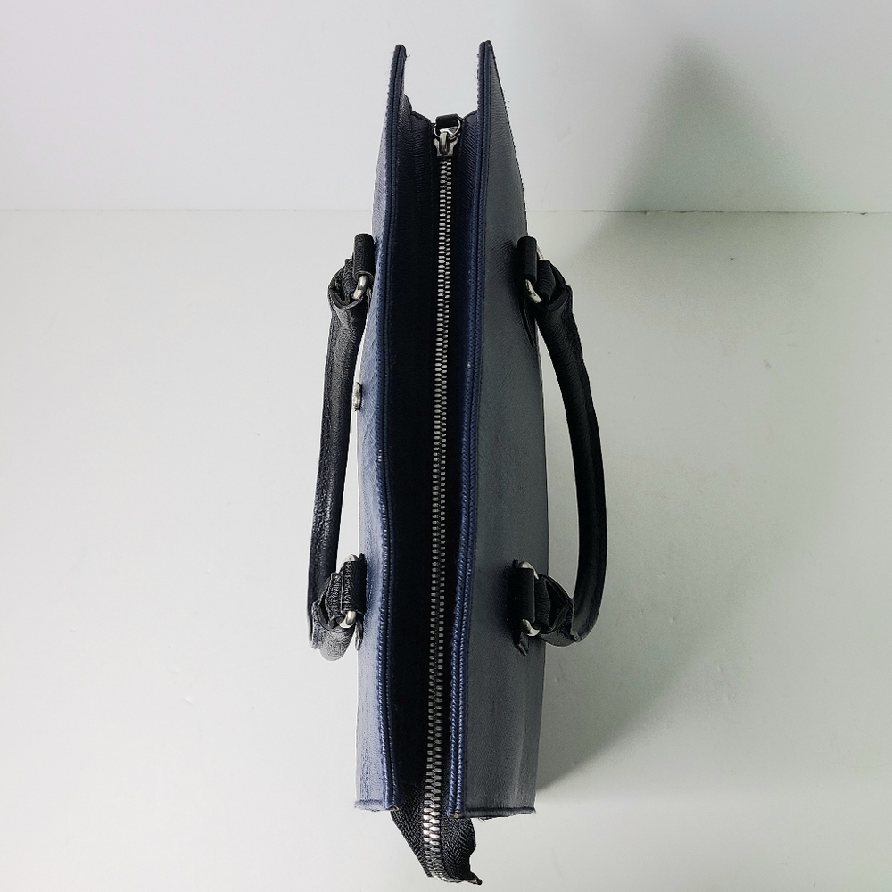 LR Paris Two-Tone Navy Blue Black Vintage Tote Bag - Picture 4 of 12